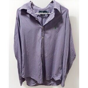 Ralph Lauren Long Sleeve Button-Down Mens L Oxford Shirt Purple Gingham Checked